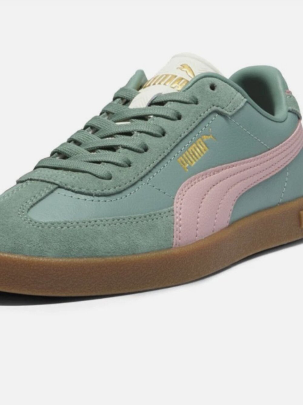 PUMA Club Ii Era Lace Up Womens Green Leather Sneakers !